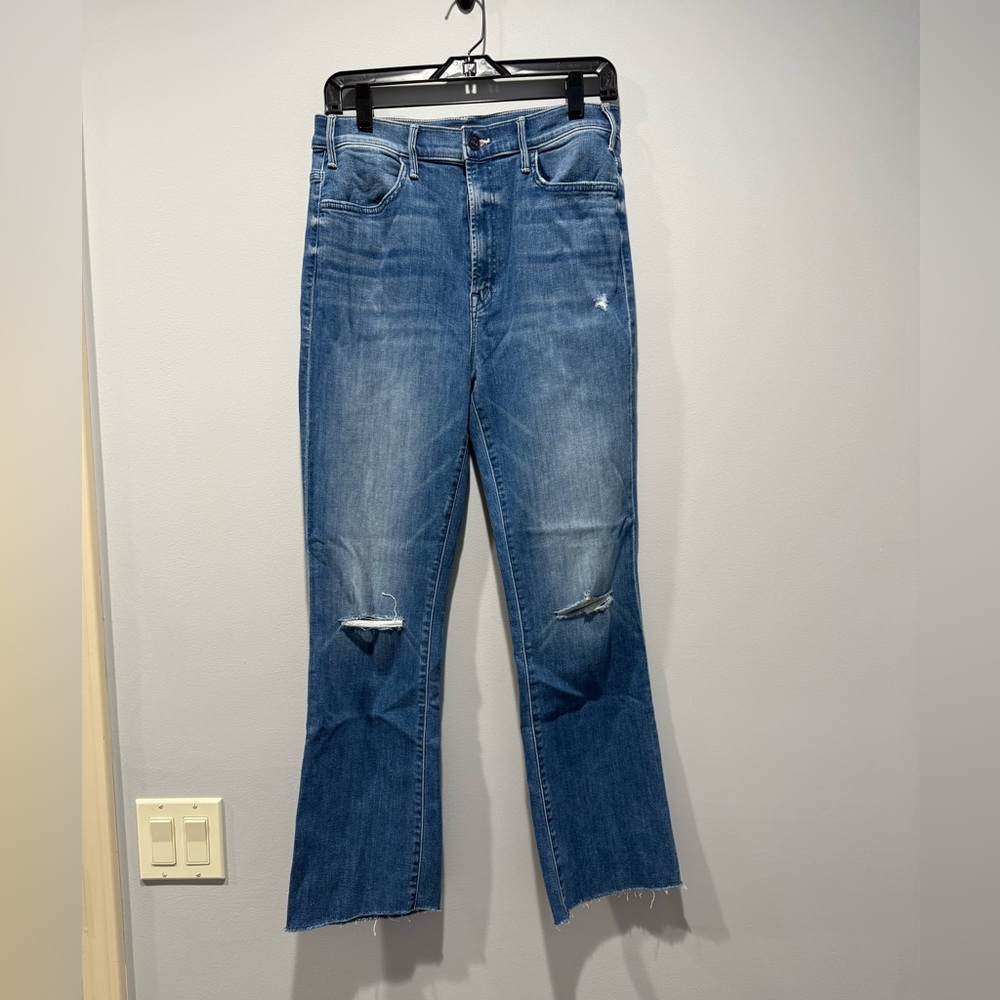 Mother hustler ankle fray Distressed Blue Jeans